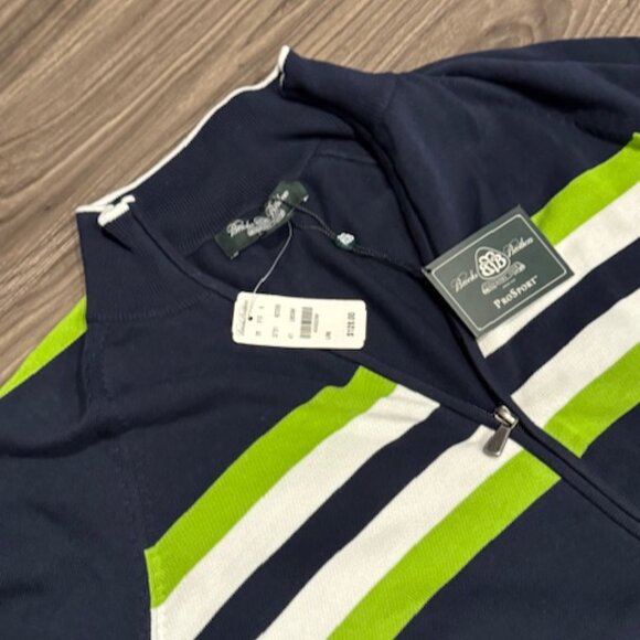 Brooks Brothers ProSport Men’s Large Golf Jacket Navy Green Zip Up - Picture 2 of 5